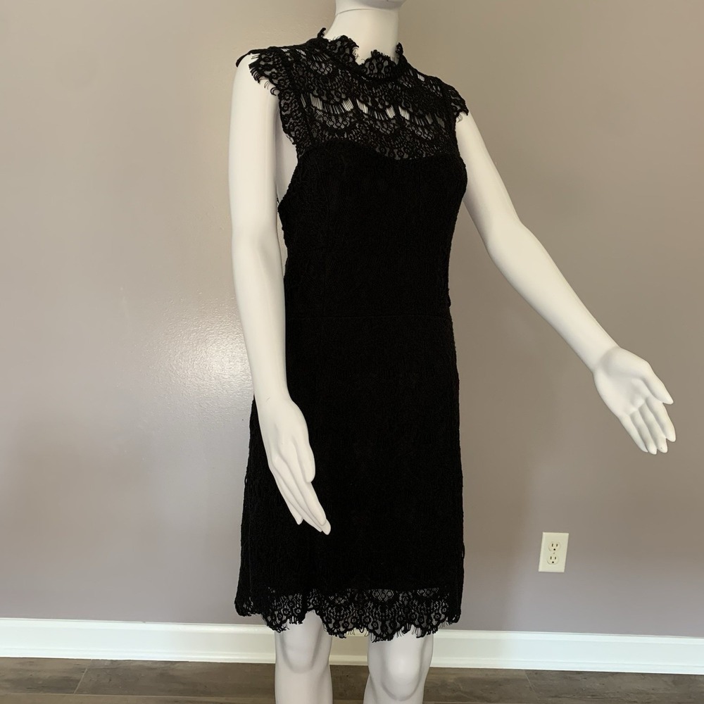 Free People Lace Dress. Black lace and open back make it sexy and comf- SZ Large - Picture 3 of 16